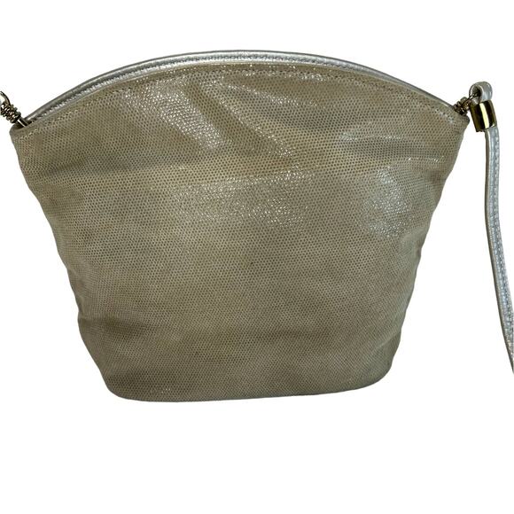 Valerie's Handbag, Tan shimmer Leather crossbody bag, zipper - Picture 2 of 9